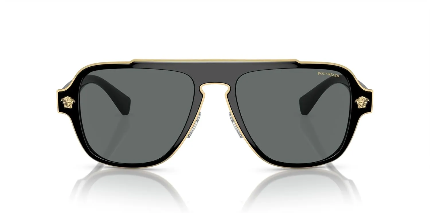 Versace Man Sunglasses Black Frame, Dark Grey Lenses, 56MM