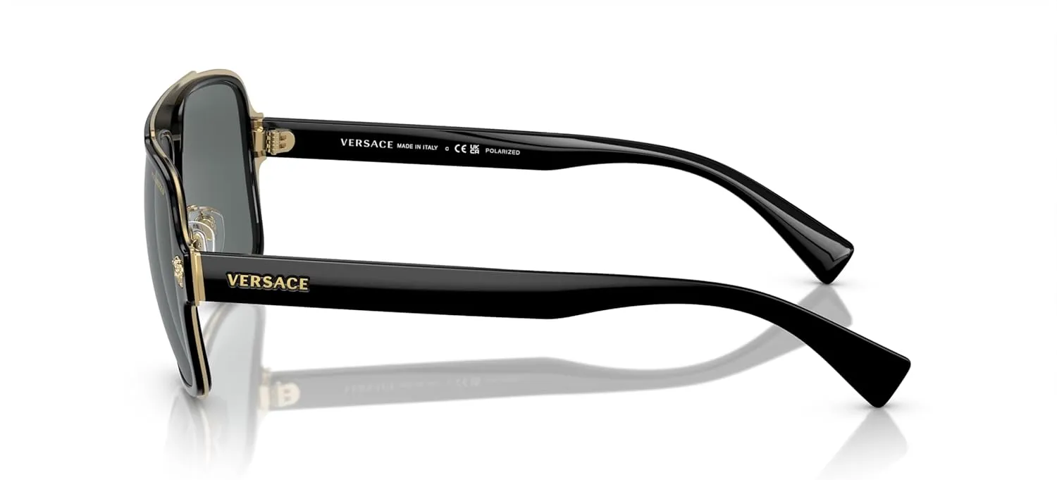 Versace Man Sunglasses Black Frame, Dark Grey Lenses, 56MM