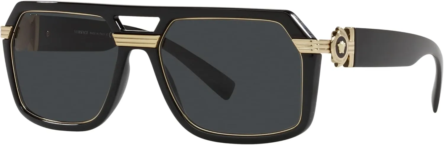 Versace Man Sunglasses Black Frame, Dark Grey Lenses, 58MM