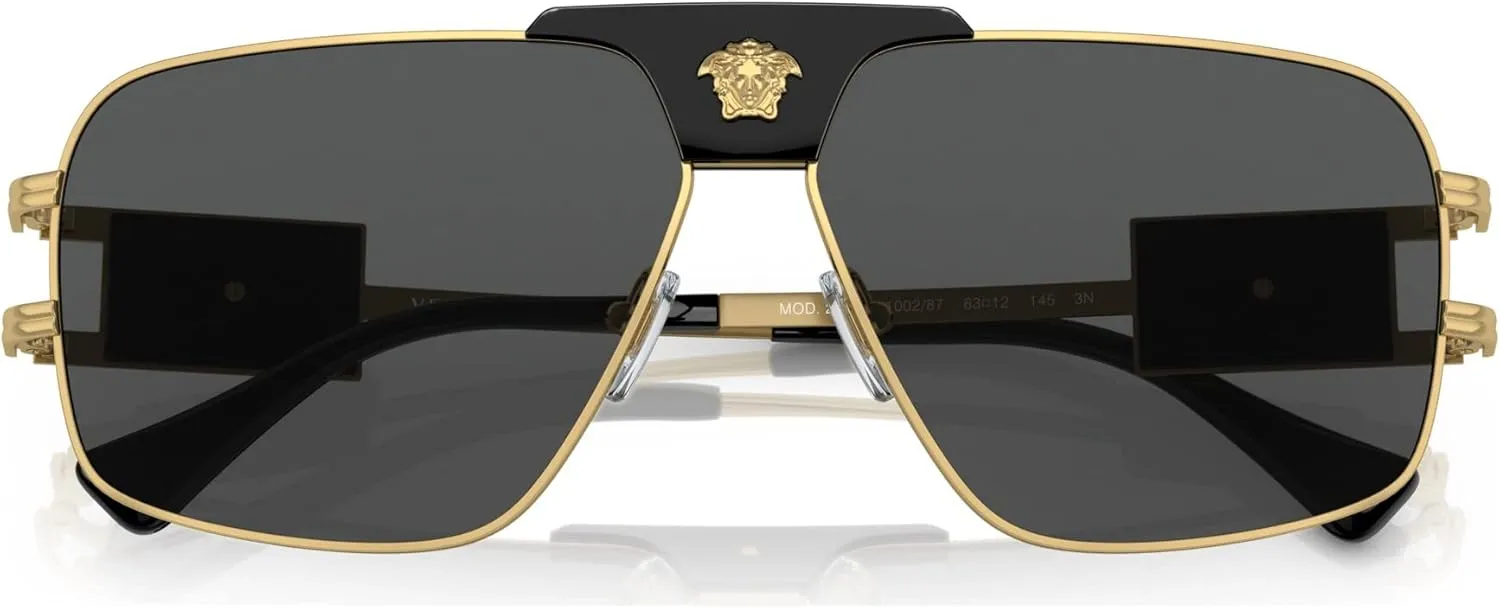Versace Man Sunglasses Gunmetal Frame, Green Lenses, 63MM