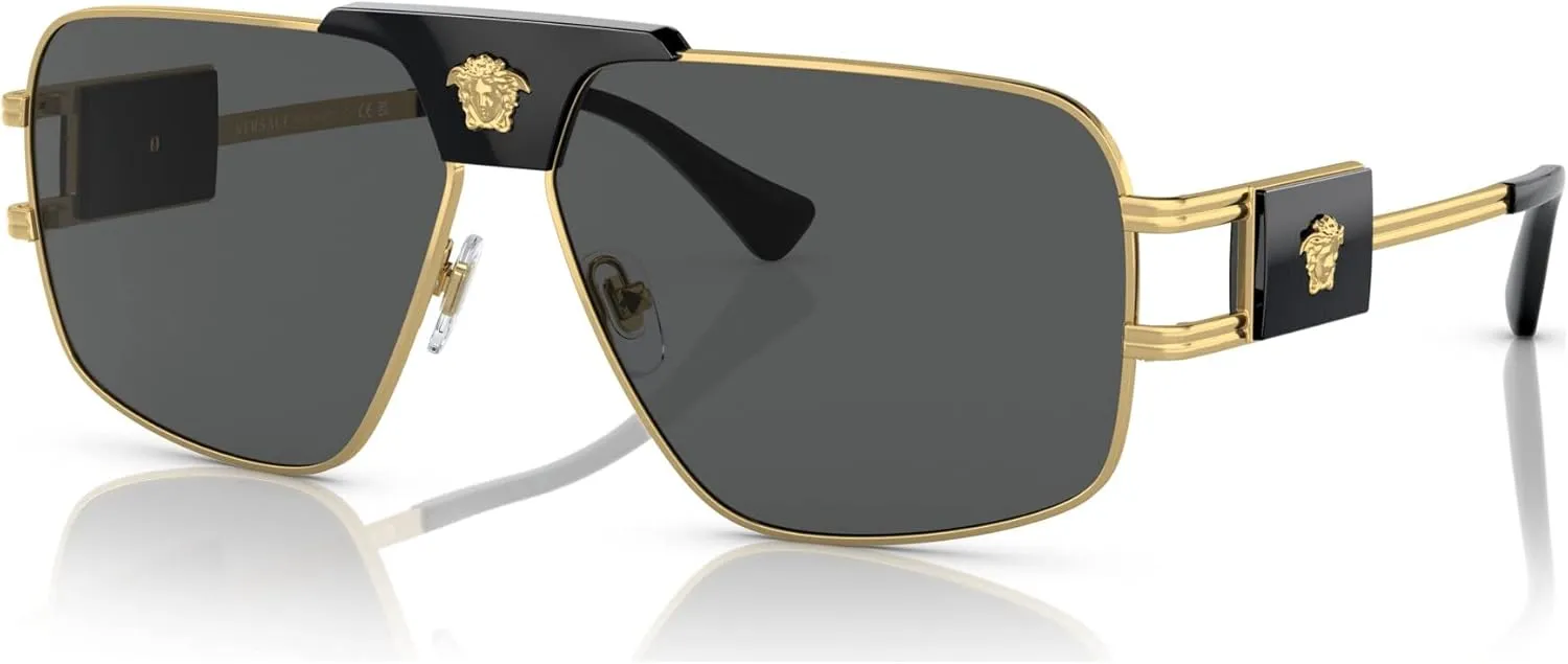 Versace Man Sunglasses Gunmetal Frame, Green Lenses, 63MM