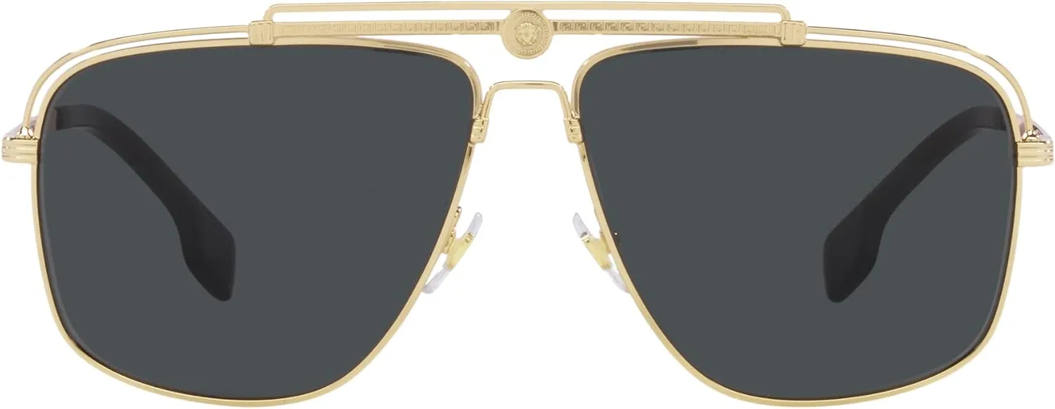 Versace Man Sunglasses Gunmetal Frame, Light Grey Mirror Black Lenses, 61MM