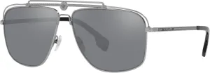 Versace Man Sunglasses Gunmetal Frame, Light Grey Mirror Black Lenses, 61MM