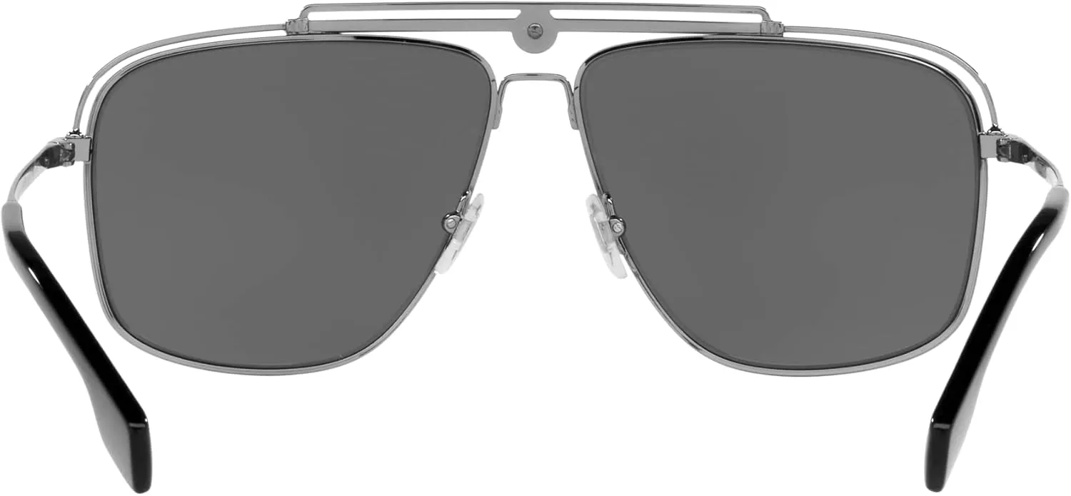 Versace Man Sunglasses Gunmetal Frame, Light Grey Mirror Black Lenses, 61MM
