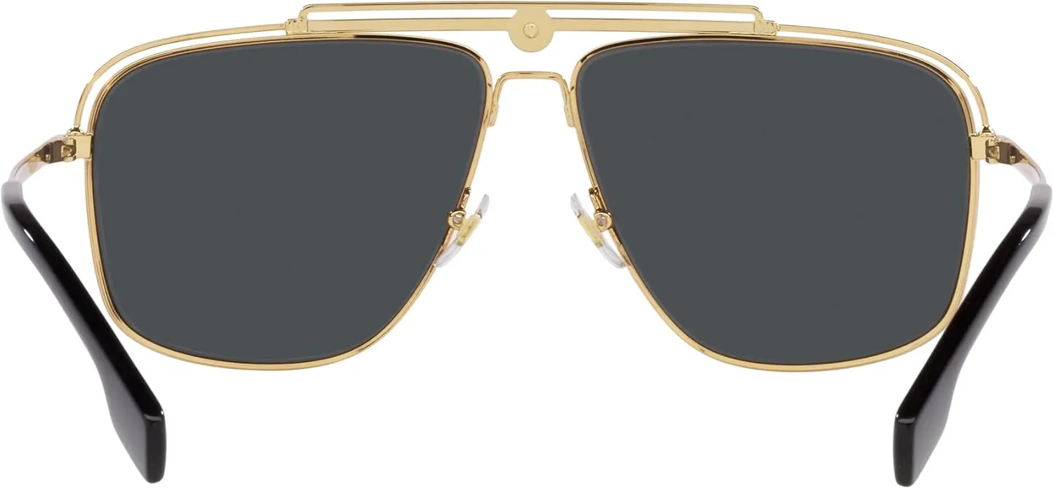 Versace Man Sunglasses Gunmetal Frame, Light Grey Mirror Black Lenses, 61MM