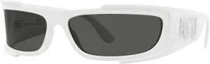 Versace Man Sunglasses White Frame, Dark Grey Lenses, 67MM