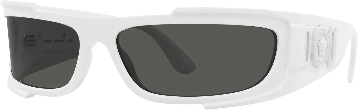 Versace Man Sunglasses White Frame, Dark Grey Lenses, 67MM