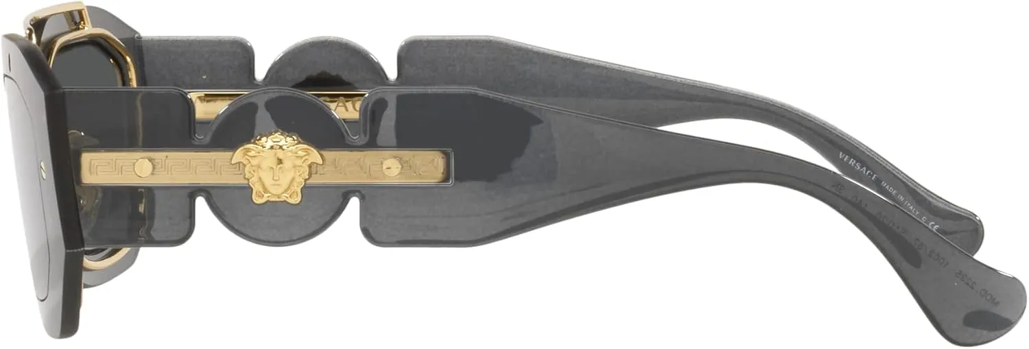 Versace Unisex Sunglasses Transparent Dark Grey Frame, Dark Grey Lenses, 51MM