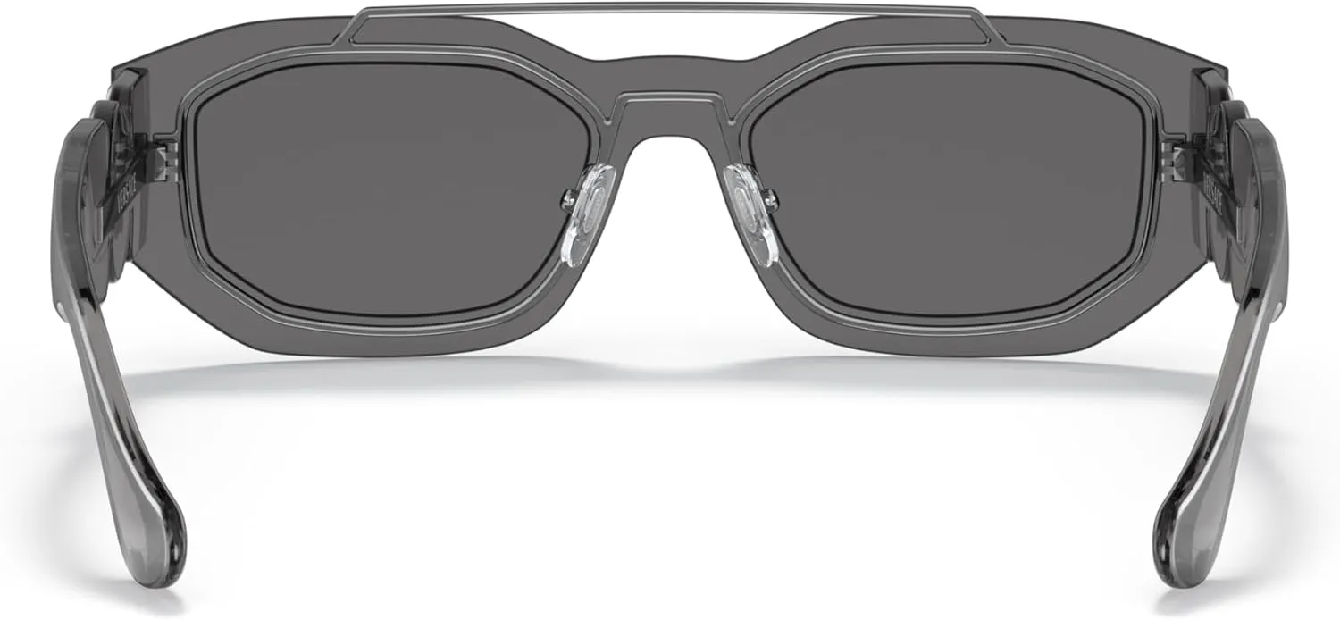 Versace Unisex Sunglasses Transparent Dark Grey Frame, Dark Grey Lenses, 51MM