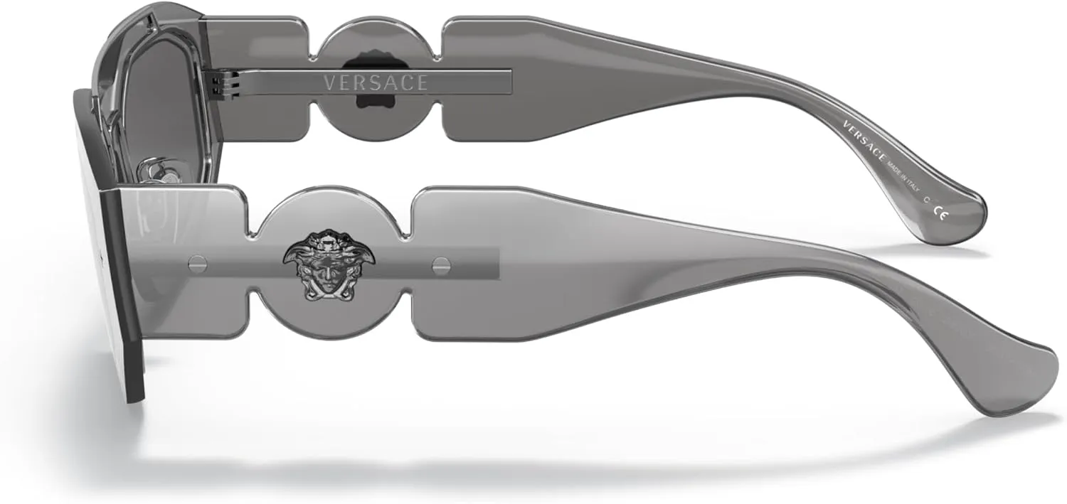 Versace Unisex Sunglasses Transparent Dark Grey Frame, Dark Grey Lenses, 51MM