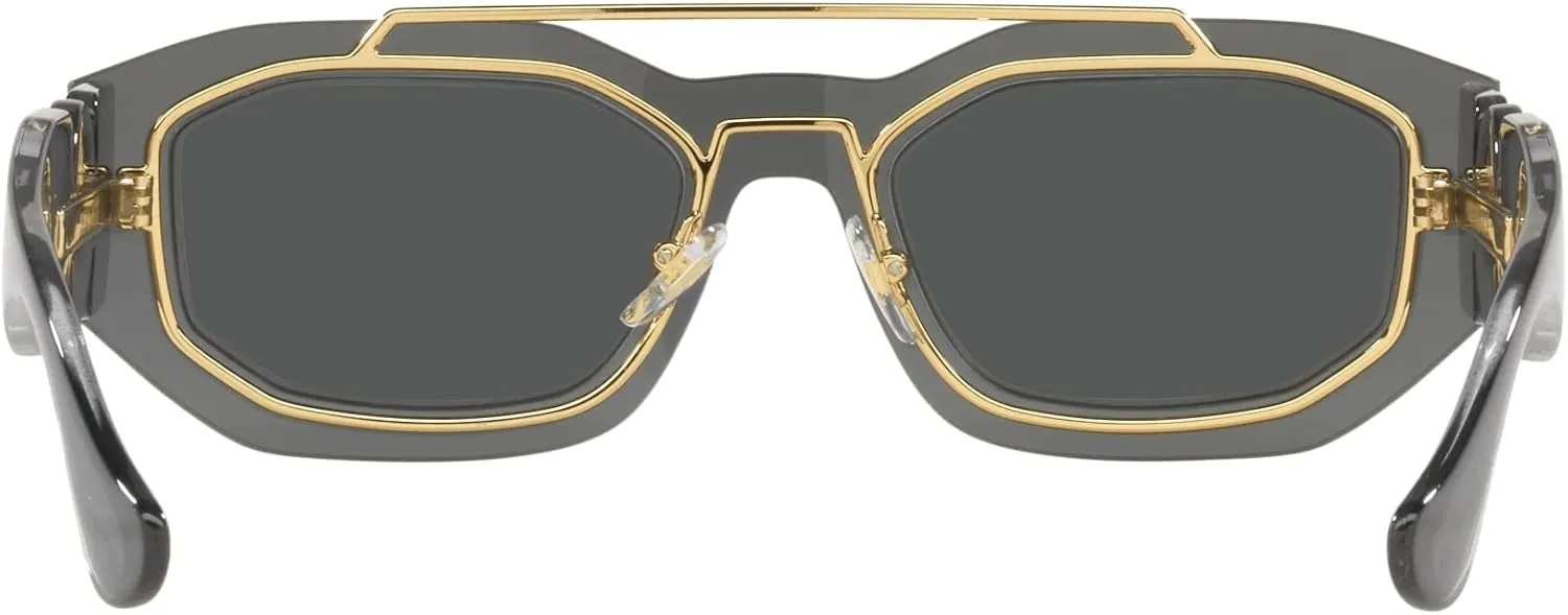 Versace Unisex Sunglasses Transparent Dark Grey Frame, Dark Grey Lenses, 51MM