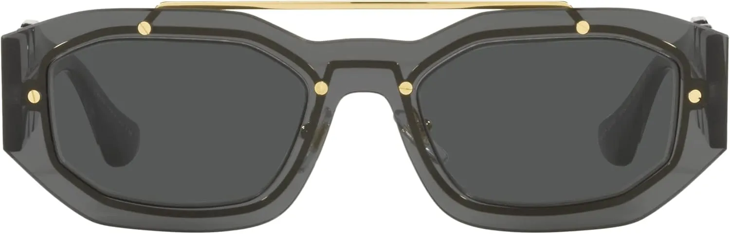 Versace Unisex Sunglasses Transparent Dark Grey Frame, Dark Grey Lenses, 51MM