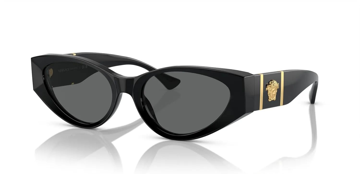 Versace Woman Sunglasses Black Frame, Dark Grey Lenses, 55MM