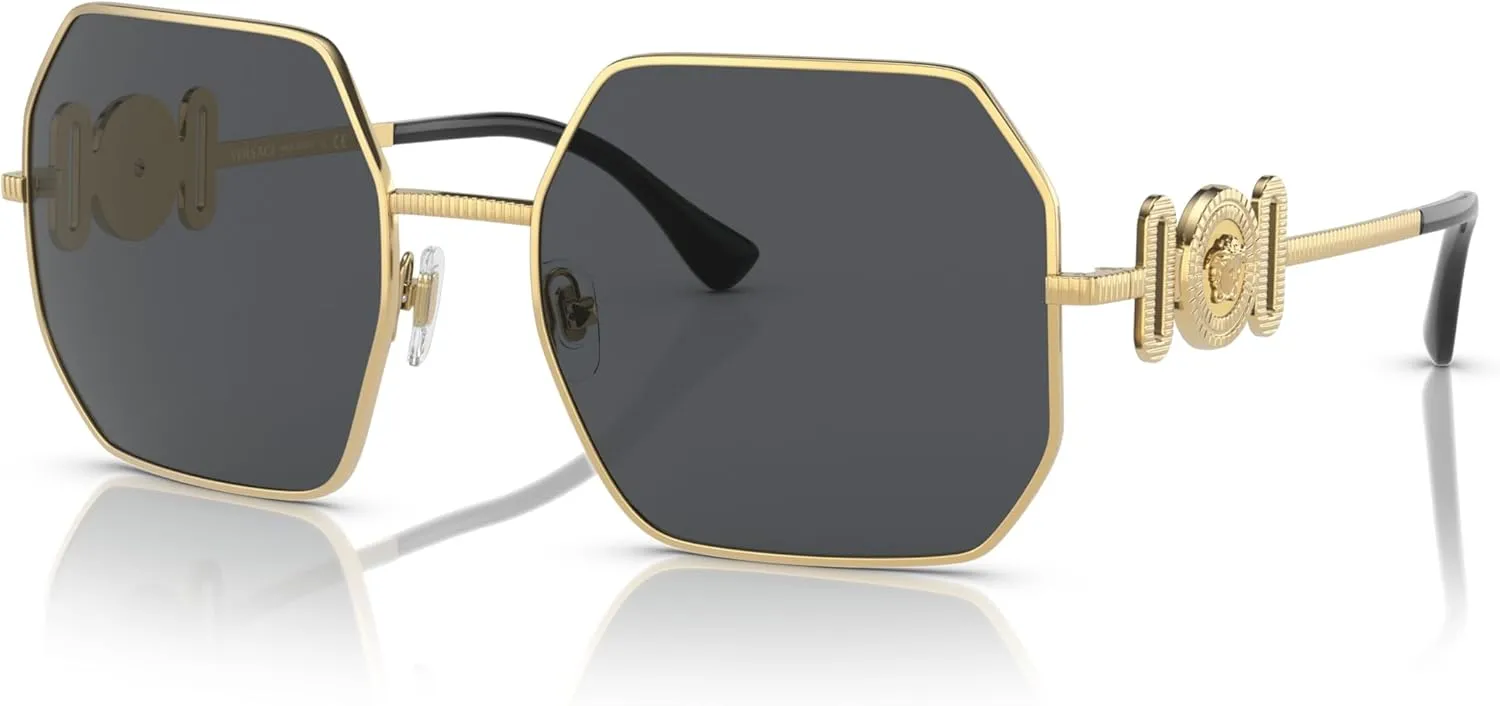 Versace Woman Sunglasses Gold Frame, Dark Grey Lenses, 58MM