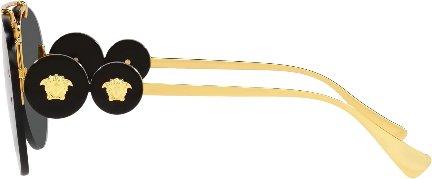 Versace Woman Sunglasses Gold Frame, Dark Grey Lenses, 63MM