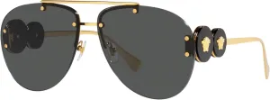 Versace Woman Sunglasses Gold Frame, Dark Grey Lenses, 63MM