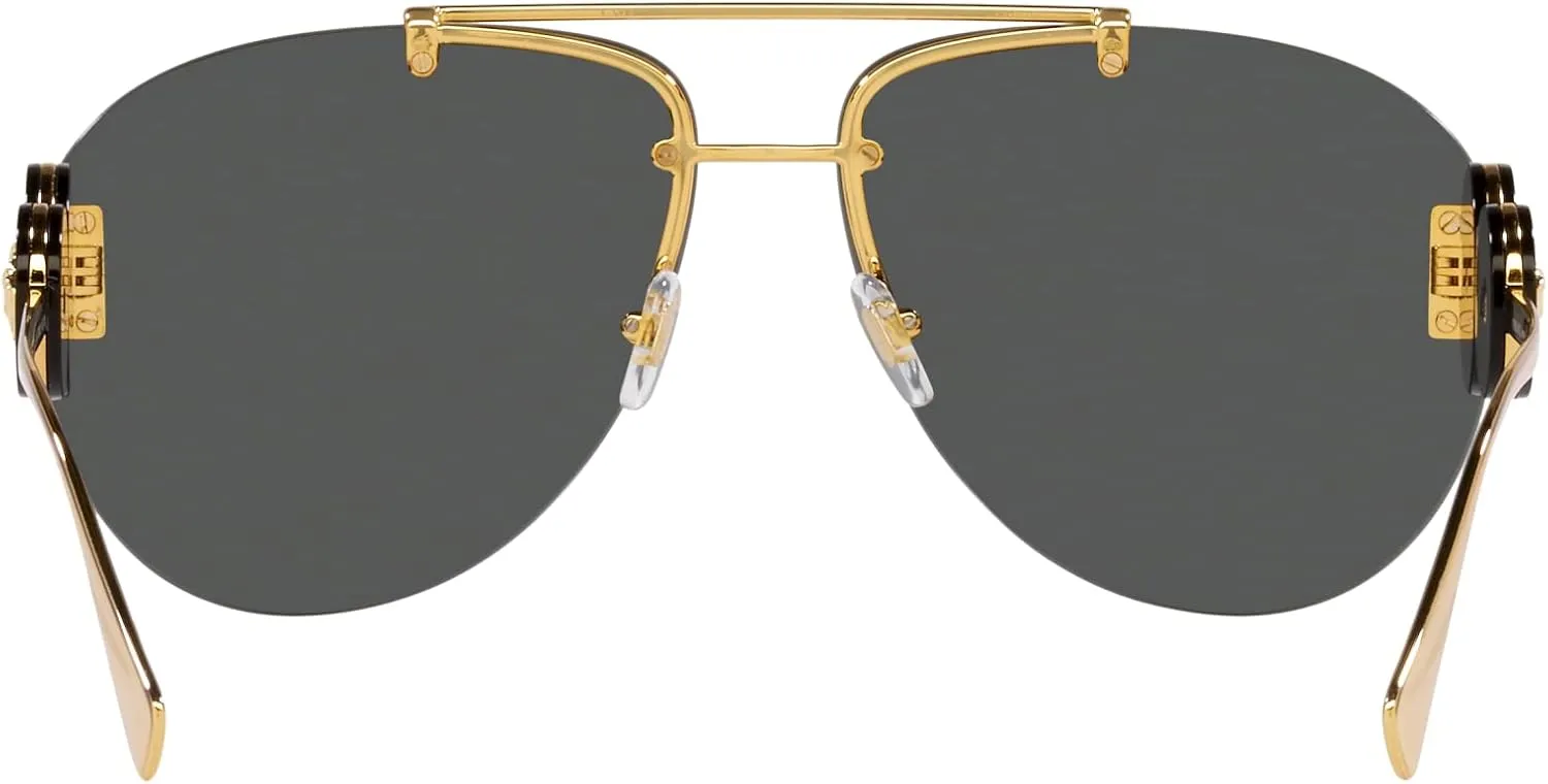 Versace Woman Sunglasses Gold Frame, Dark Grey Lenses, 63MM