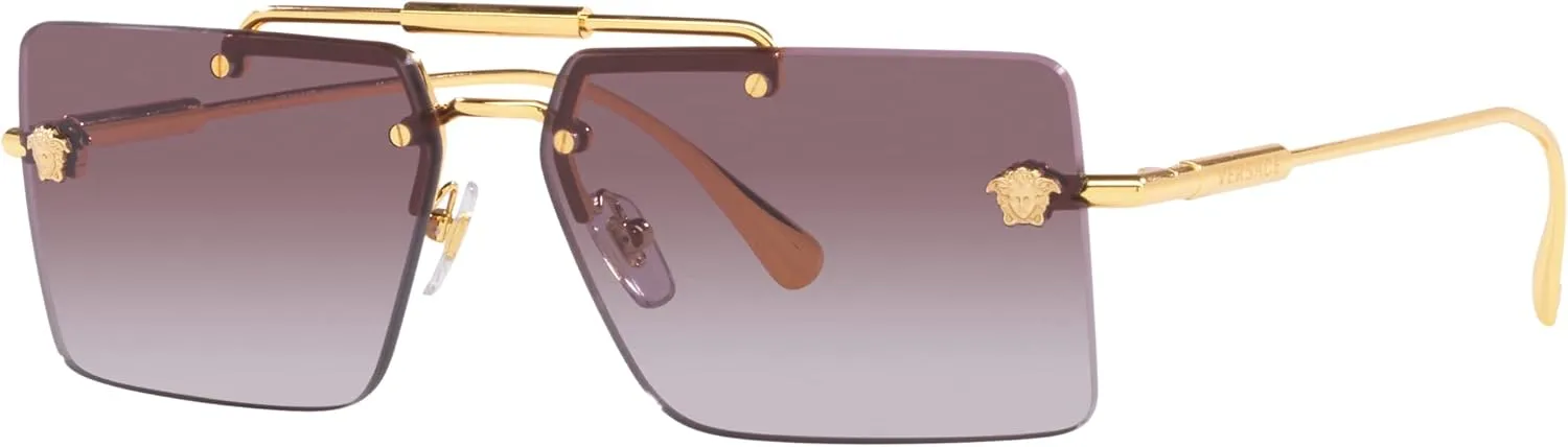 Versace Woman Sunglasses Gold Frame, Violet Gradient Lenses, 60MM