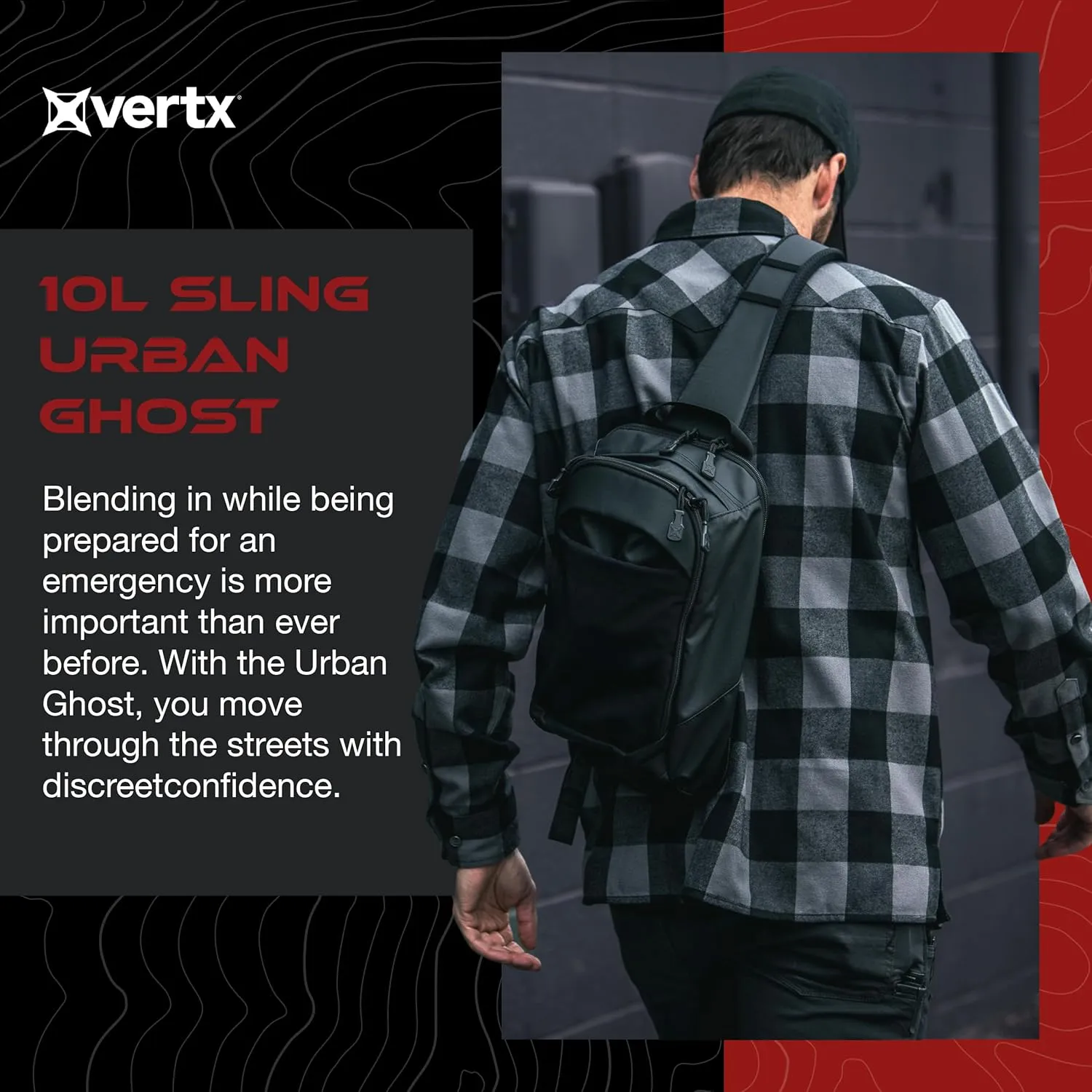 Vertx Urban Ghost Sling CCW Tactical Bag for Travel, Work, Outdoor, Concealed Carry, EDC Gear, 10L, Vertx It’s Black