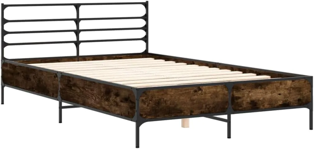 vidaXL Bed Frame Smoked Oak Engineered Wood Double Bed Frame