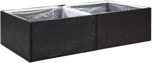 vidaXL Outdoor Garden Planter Bed - Durable Poly Rattan Rectangular Flower Box with Powder-Coated Steel Frame and Inner Nylon Bag - Black
