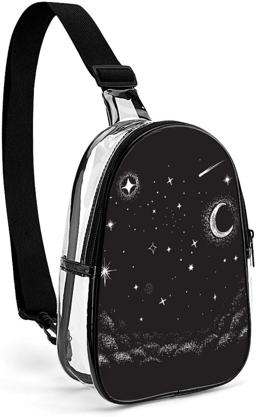 View to The Sky in Nighttime Clear Sling Bag Stadium Crossbody Bags Purses for Women Men with Adjustable Strap