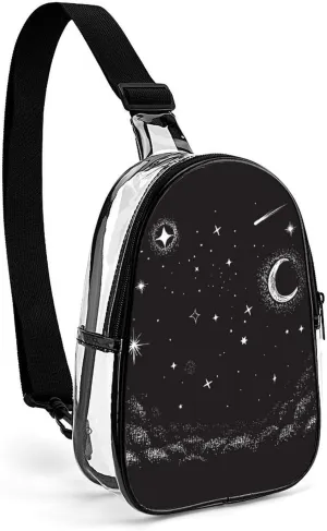 View to The Sky in Nighttime Clear Sling Bag Stadium Crossbody Bags Purses for Women Men with Adjustable Strap