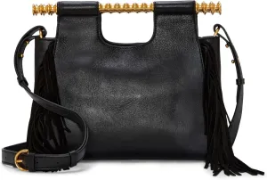 Vince Camuto Womens Noemy Fringe Leather Satchel Handbag