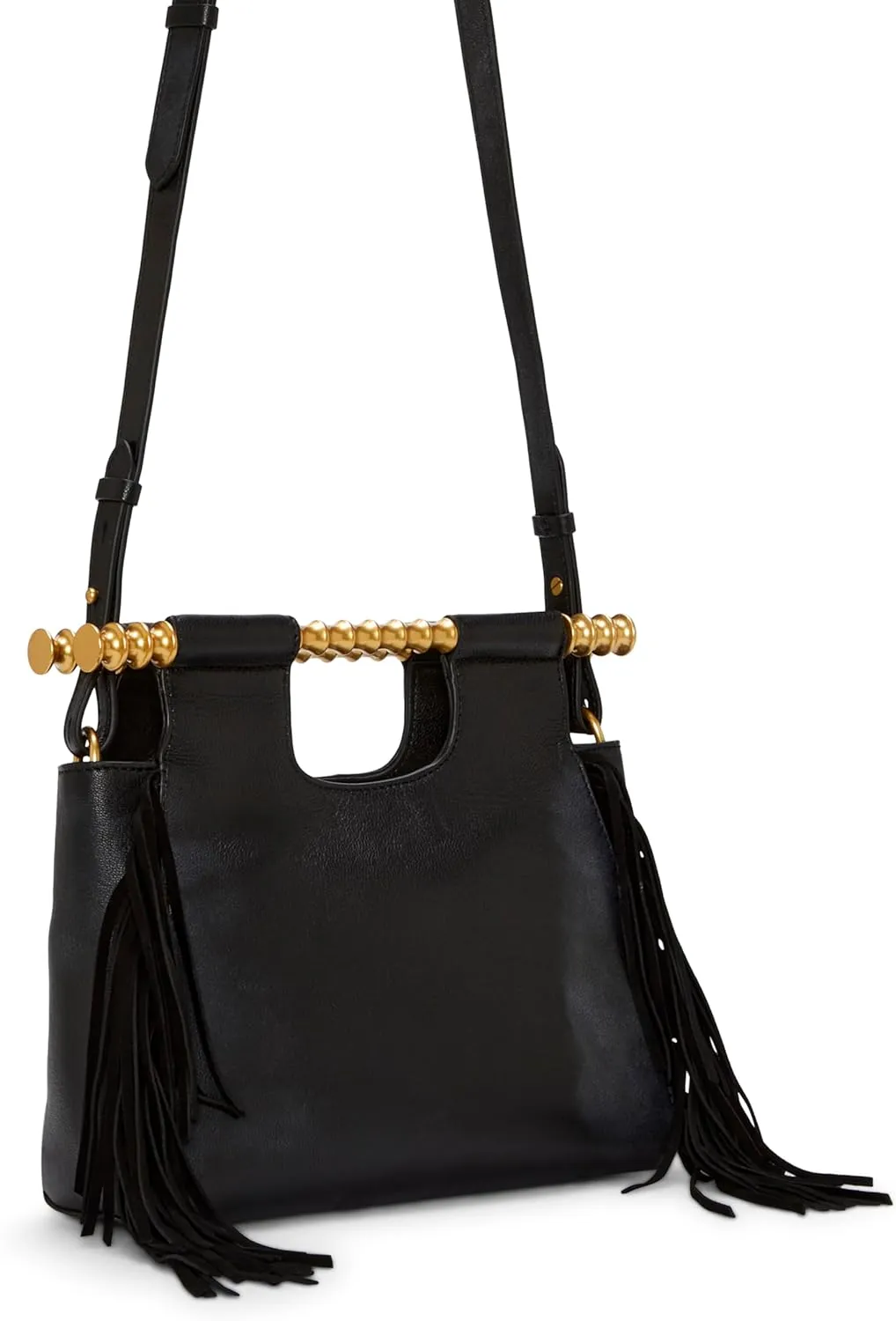 Vince Camuto Womens Noemy Fringe Leather Satchel Handbag