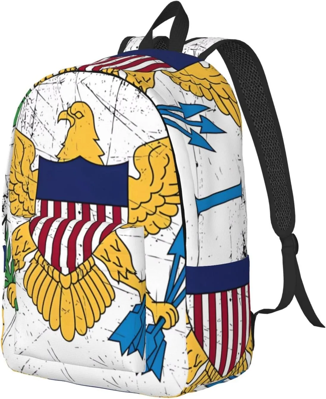 Vintage American Virgin Islands Flag Eagle Canvas Backpacks Laptop Backpack Multipurpose Double Shoulder Bag for Men Women Gifts Small