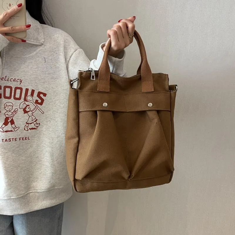 Vintage Canvas Messenger Bag for Women Travel Satchel Shoulder Bag Emo Acubi Laptop Bag Cyber Punk Purse (Brown)