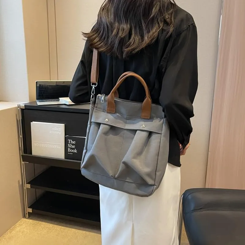 Vintage Canvas Messenger Bag for Women Travel Satchel Shoulder Bag Emo Acubi Laptop Bag Cyber Punk Purse (Brown)