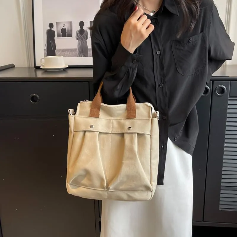 Vintage Canvas Messenger Bag for Women Travel Satchel Shoulder Bag Emo Acubi Laptop Bag Cyber Punk Purse (Brown)