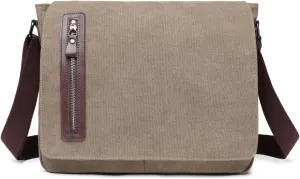 Vintage Canvas Messenger Bag Unisex Shoulder Bag Canvas Satchel Cross Body College Work Satchel Briefcase for 14 Inch Laptop