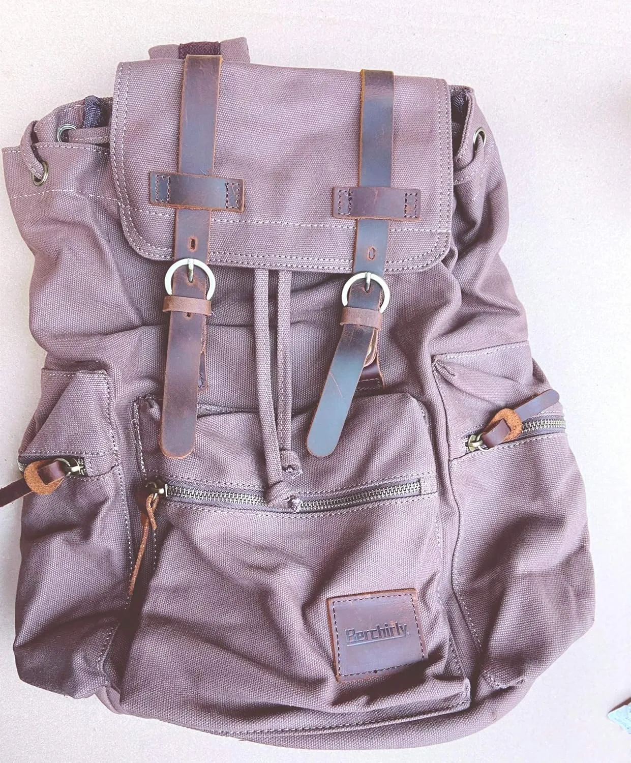 Vintage Casual Canvas Leather Backpack Rucksack Travel Bookbag Satchel