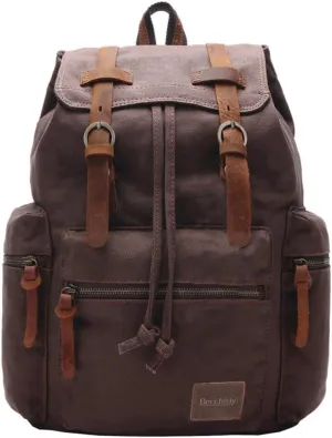 Vintage Casual Canvas Leather Backpack Rucksack Travel Bookbag Satchel