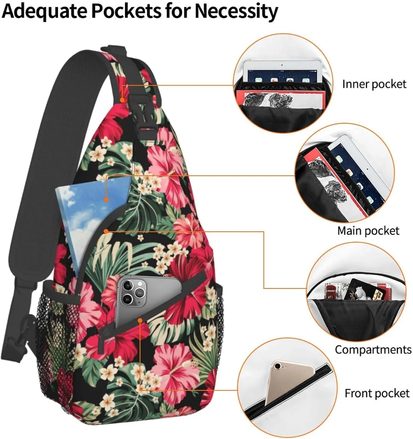 Vintage Elephant Sling Backpack Unisex Crossbody Chest Bag Shoulder Chest Bag For Women Men Hiking Travel
