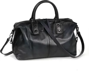 Vintage Leather Satchel Handbag for Women, Oversized Tote Shoulder Bag