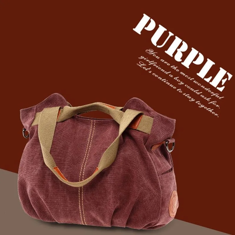 Vintage Tote Bag Crossbody Bag Purse for Women Canvas Travel Shoulder Bags Handbags Large Locomotive Bag Casual Work Purple
