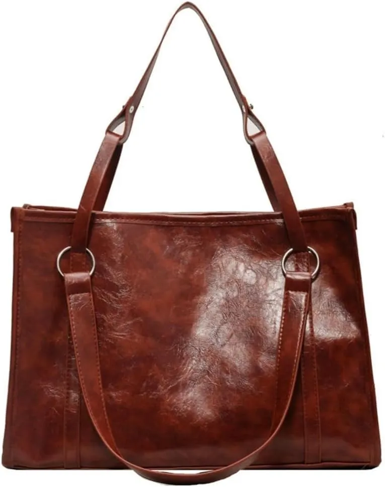 Vintage Vegan Leather Large Tote Hobo Shoulder & Crossbody Top-Handle Satchel Handbag Purse for Women's Work Style