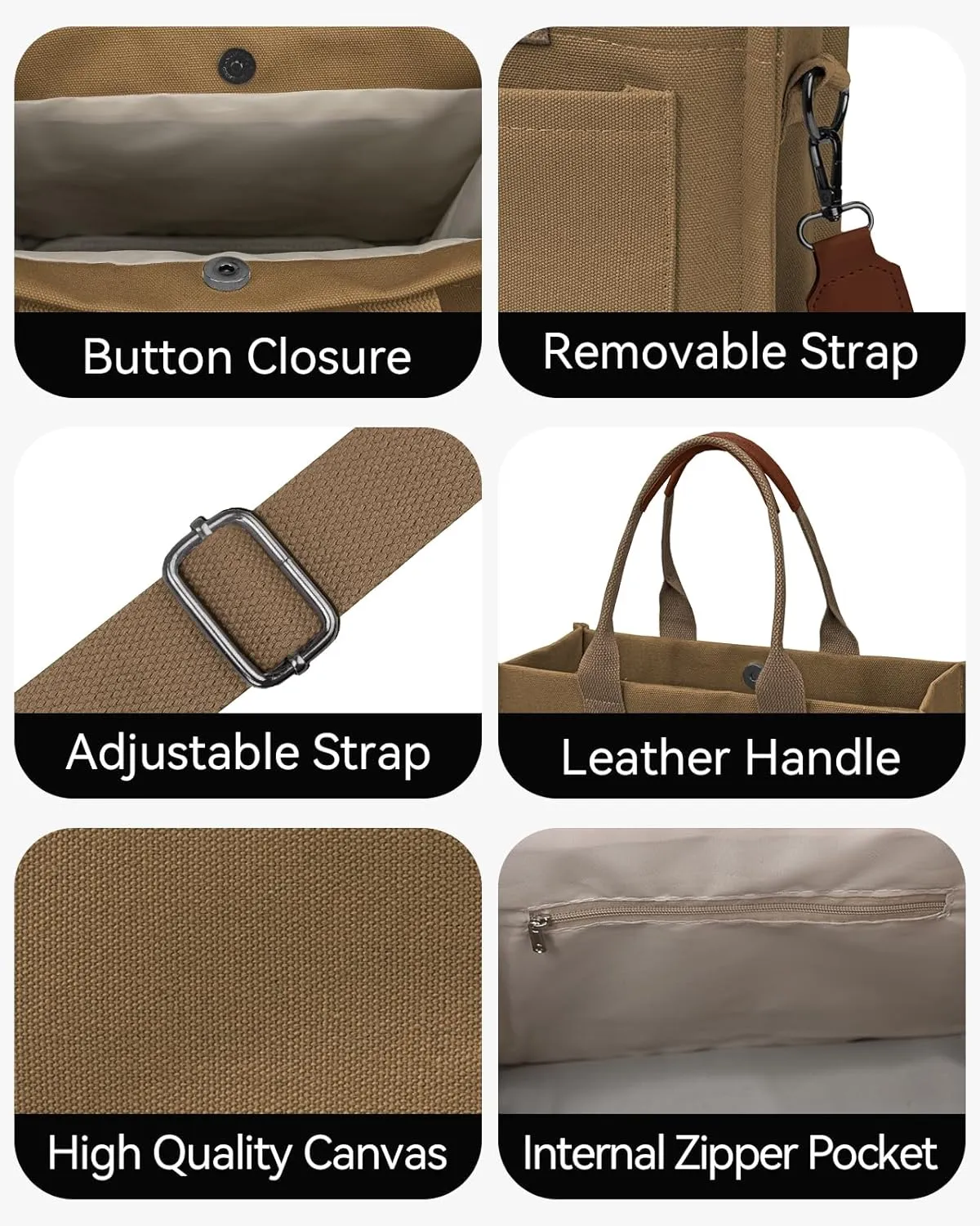 VOFANK Canvas Tote Bag for Women with Pockets Large Crossbody Bag Satchel Bag Handbag Everything Everyday Bag for Work Daily