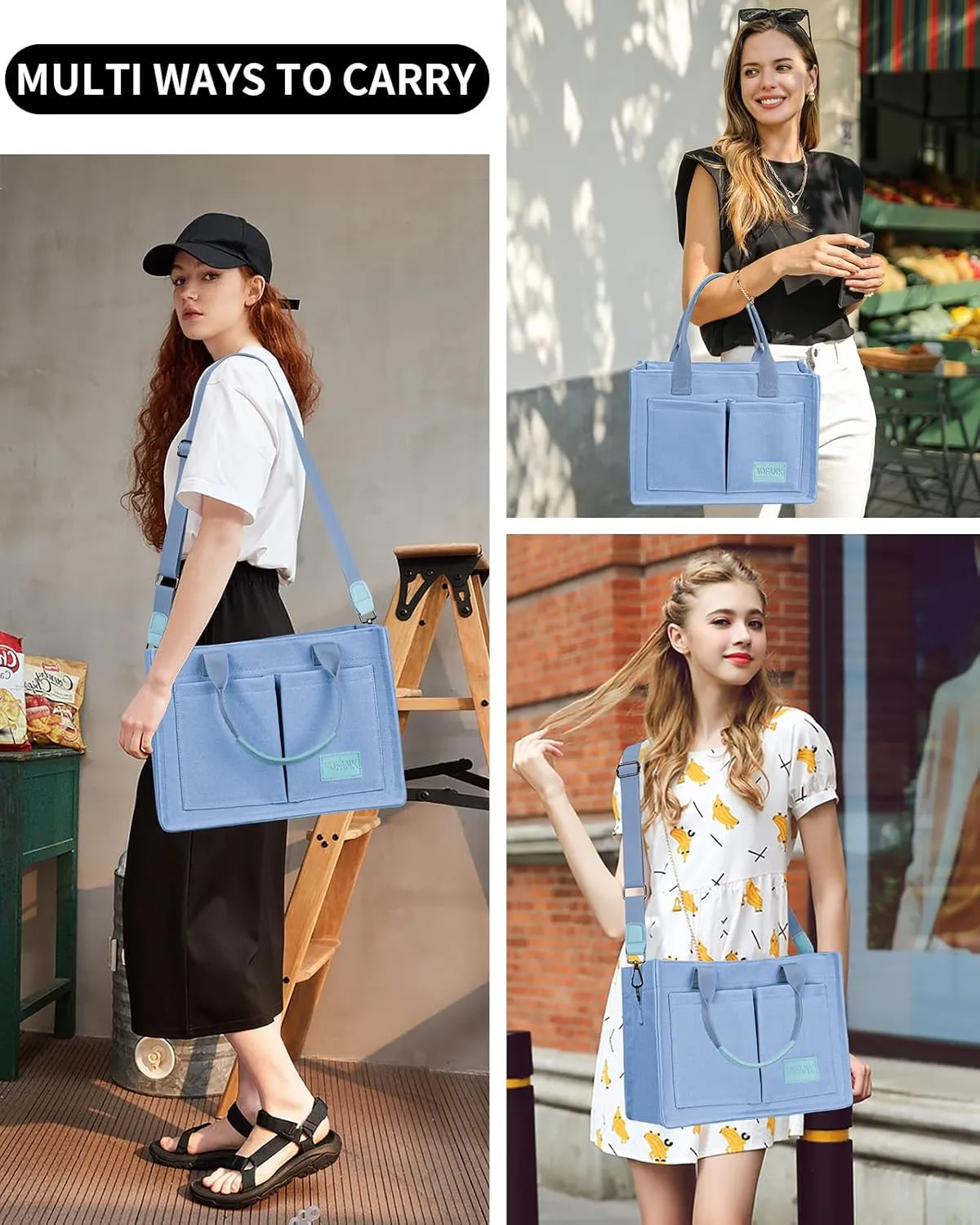 VOFANK Large Canvas Tote Bag for Women - Zipper Work Crossbody Purse Handbag Shoulder Satchel Travel Gym Everyday Bag