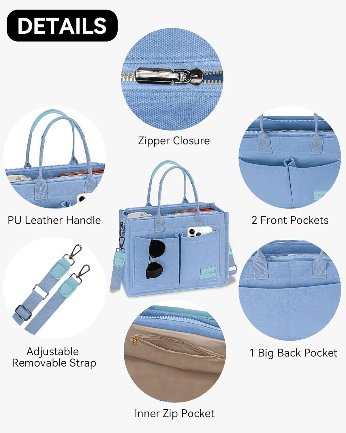 VOFANK Large Canvas Tote Bag for Women - Zipper Work Crossbody Purse Handbag Shoulder Satchel Travel Gym Everyday Bag