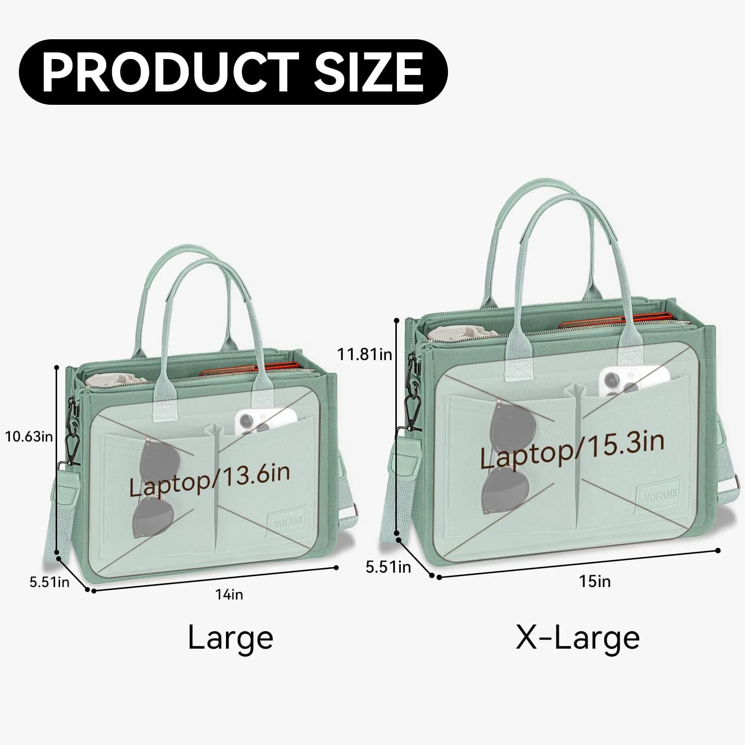 VOFANK Large Canvas Tote Bag for Women - Zipper Work Crossbody Purse Handbag Shoulder Satchel Travel Gym Everyday Bag