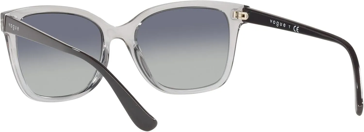 Vogue Eyewear Woman Sunglasses Transparent Grey Frame, Grey Gradient Dark Blue Lenses, 54MM