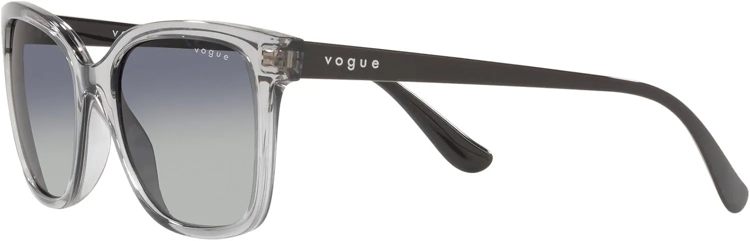 Vogue Eyewear Woman Sunglasses Transparent Grey Frame, Grey Gradient Dark Blue Lenses, 54MM