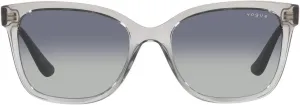 Vogue Eyewear Woman Sunglasses Transparent Grey Frame, Grey Gradient Dark Blue Lenses, 54MM