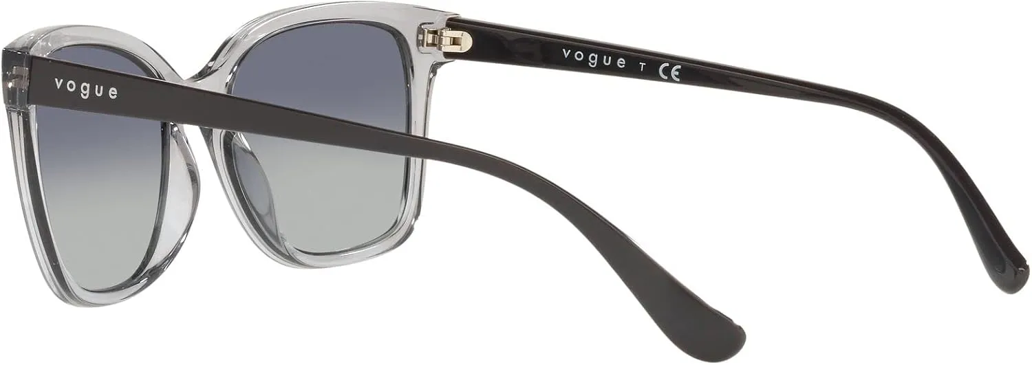 Vogue Eyewear Woman Sunglasses Transparent Grey Frame, Grey Gradient Dark Blue Lenses, 54MM