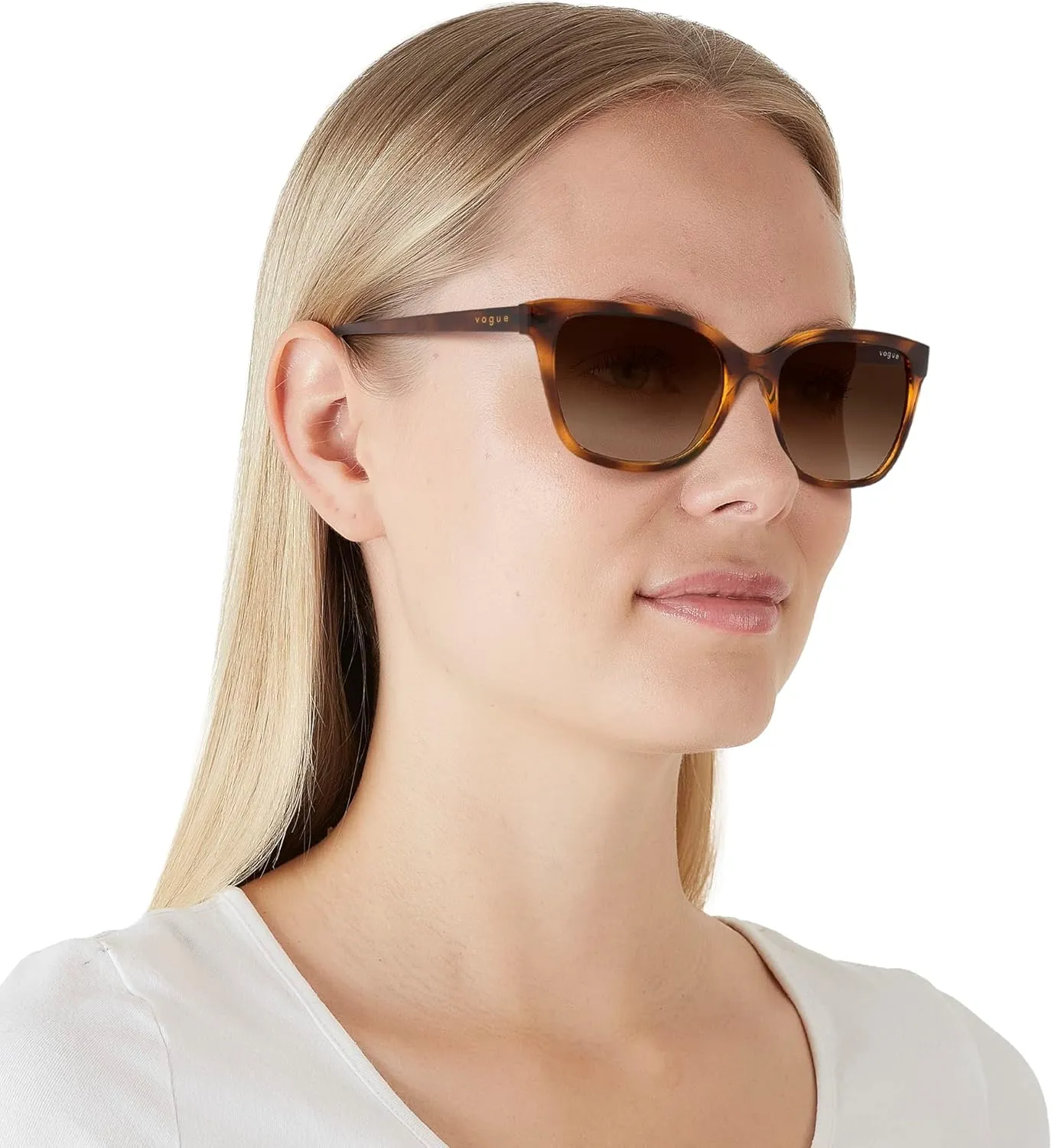 Vogue Eyewear Woman Sunglasses Transparent Grey Frame, Grey Gradient Dark Blue Lenses, 54MM