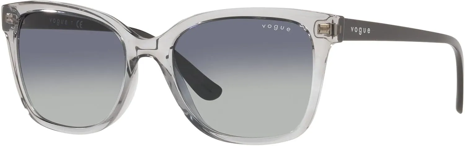 Vogue Eyewear Woman Sunglasses Transparent Grey Frame, Grey Gradient Dark Blue Lenses, 54MM
